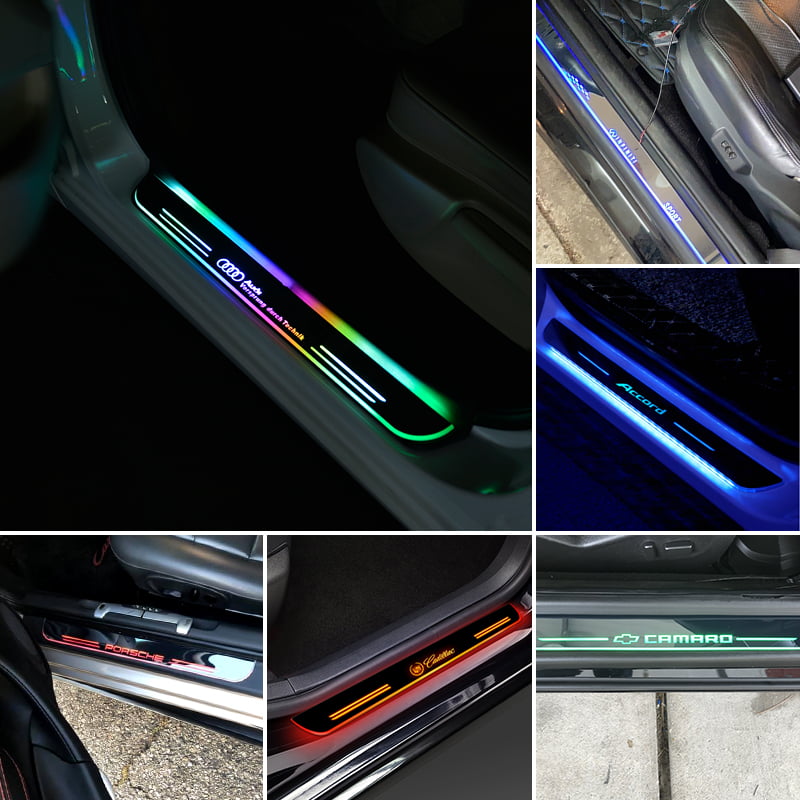 Skoda kompatibles LED Auto Türschwelle Platten Leuchtendes LOGO -  Angetrieben durch AA-Batterien 