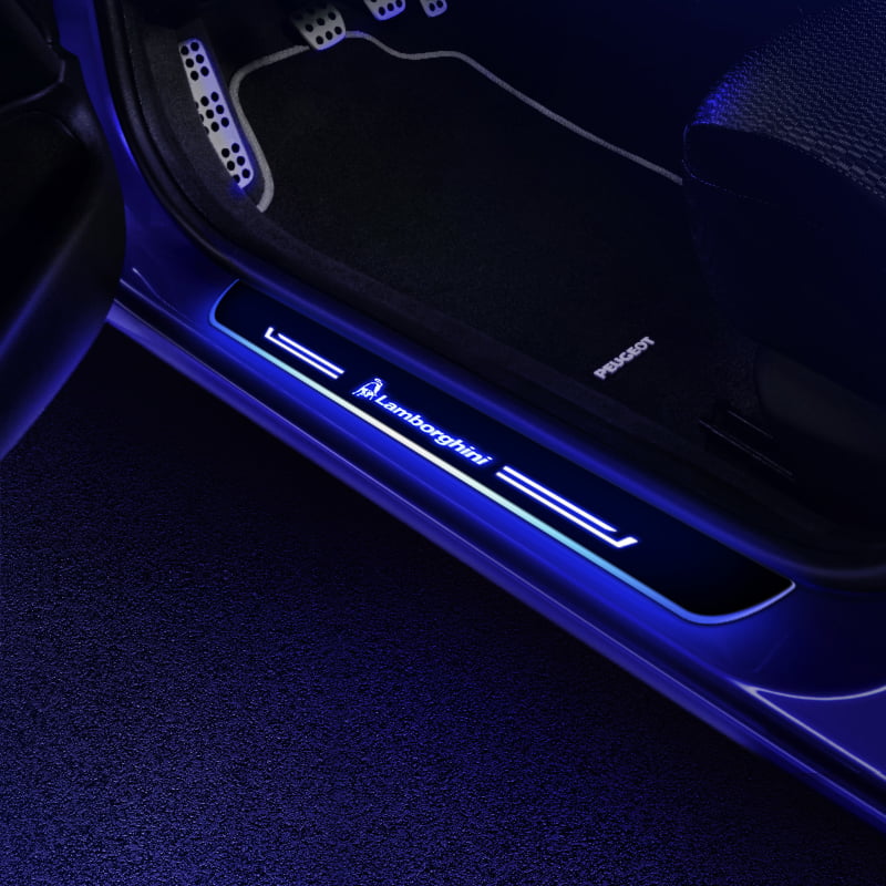 Lamborghini kompatibles Auto LED Türeinstiegsleisten Mit LOGO - Angetrieben  durch AA-Batterien 