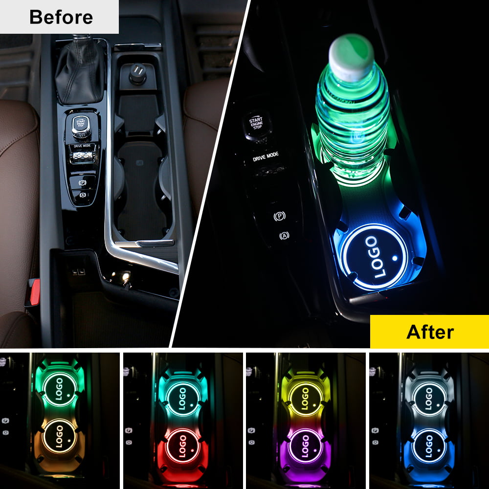 2 Stück LED Auto Getränke halter Untersetzer für Hyundai Logo Licht für  Tucson i30 Creta ix35 Solaris i20 Kona Zubehör